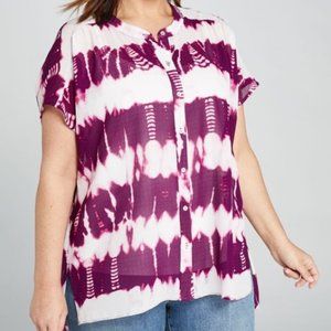 Lane Bryant Tie-dye Button-front Shirt